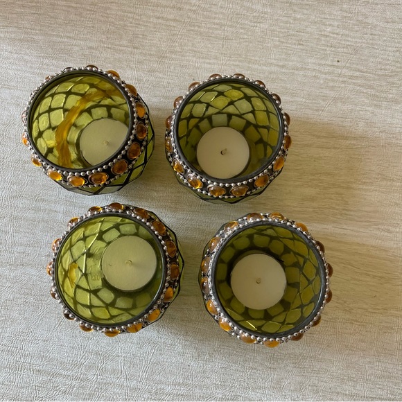 Set of (4) Mosaic Glass Tea Light votive candle holders - Picture 8 of 8